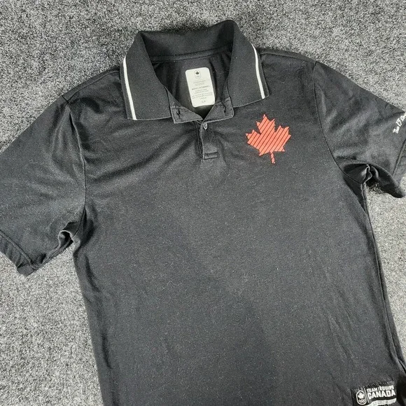Team Canada Hudson's Bay Olympics Polo Golf Shirt Men's Size Small Black - Picture 2 of 9